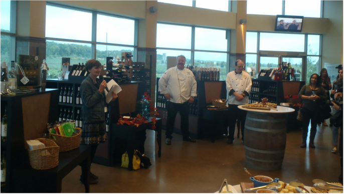 Joyce Parslow from Canadian Beef speaking to the group at the Canadian Food and Wine Institute retail store Picture