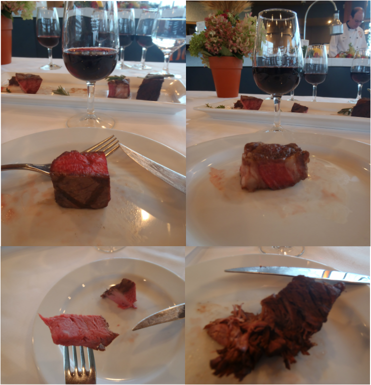 Four way spit Picture of the different cuts of Canadian Beef sampled at the Taste & Terroir event