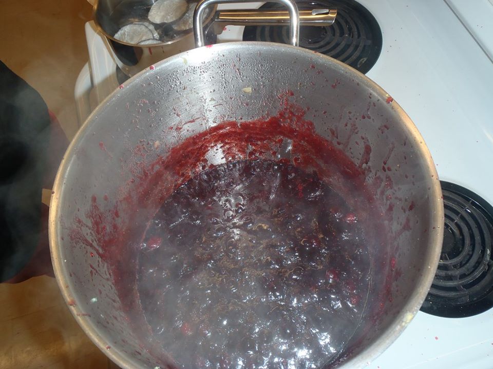 cranberry chutney boiling in a pot