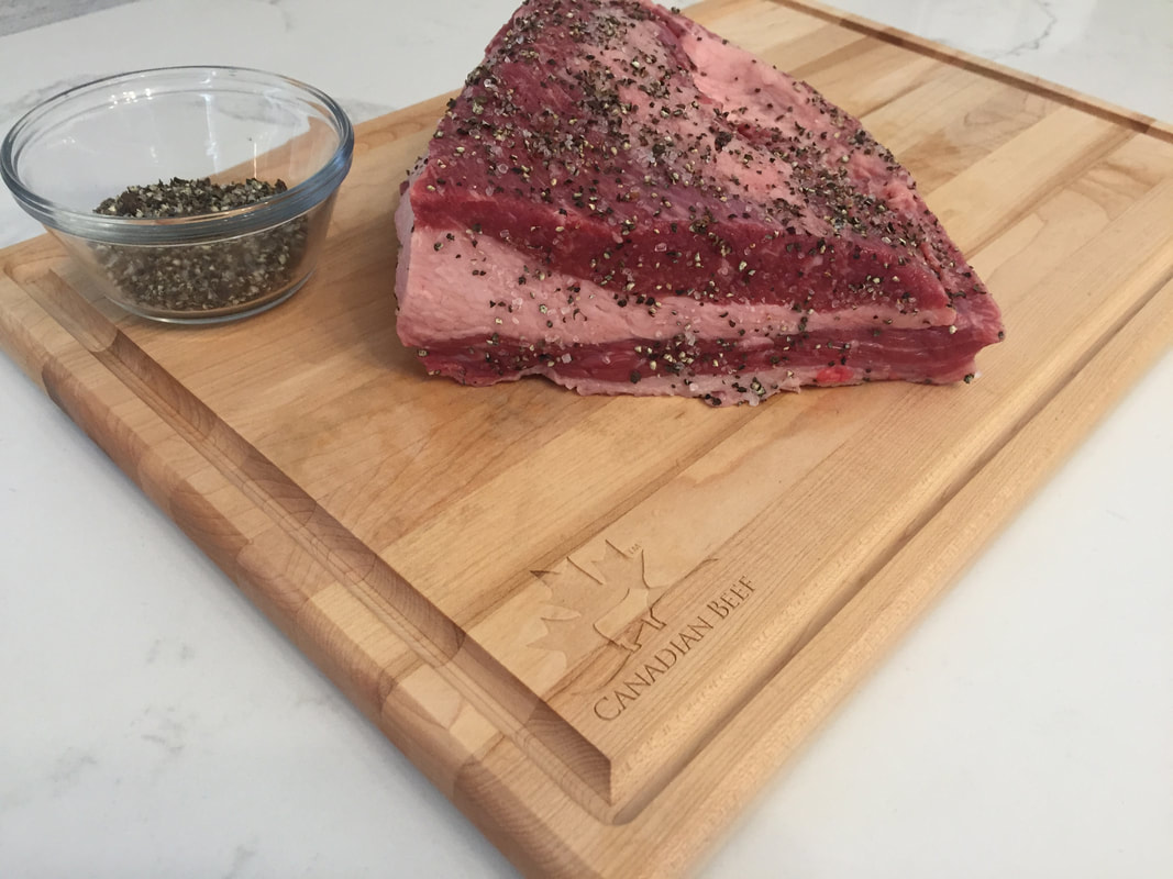 Beef brisket with a salt and pepper rub 