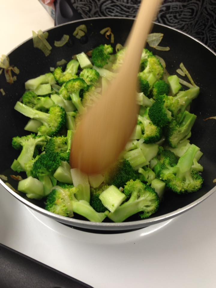 Broccoli & Onions in fry pan